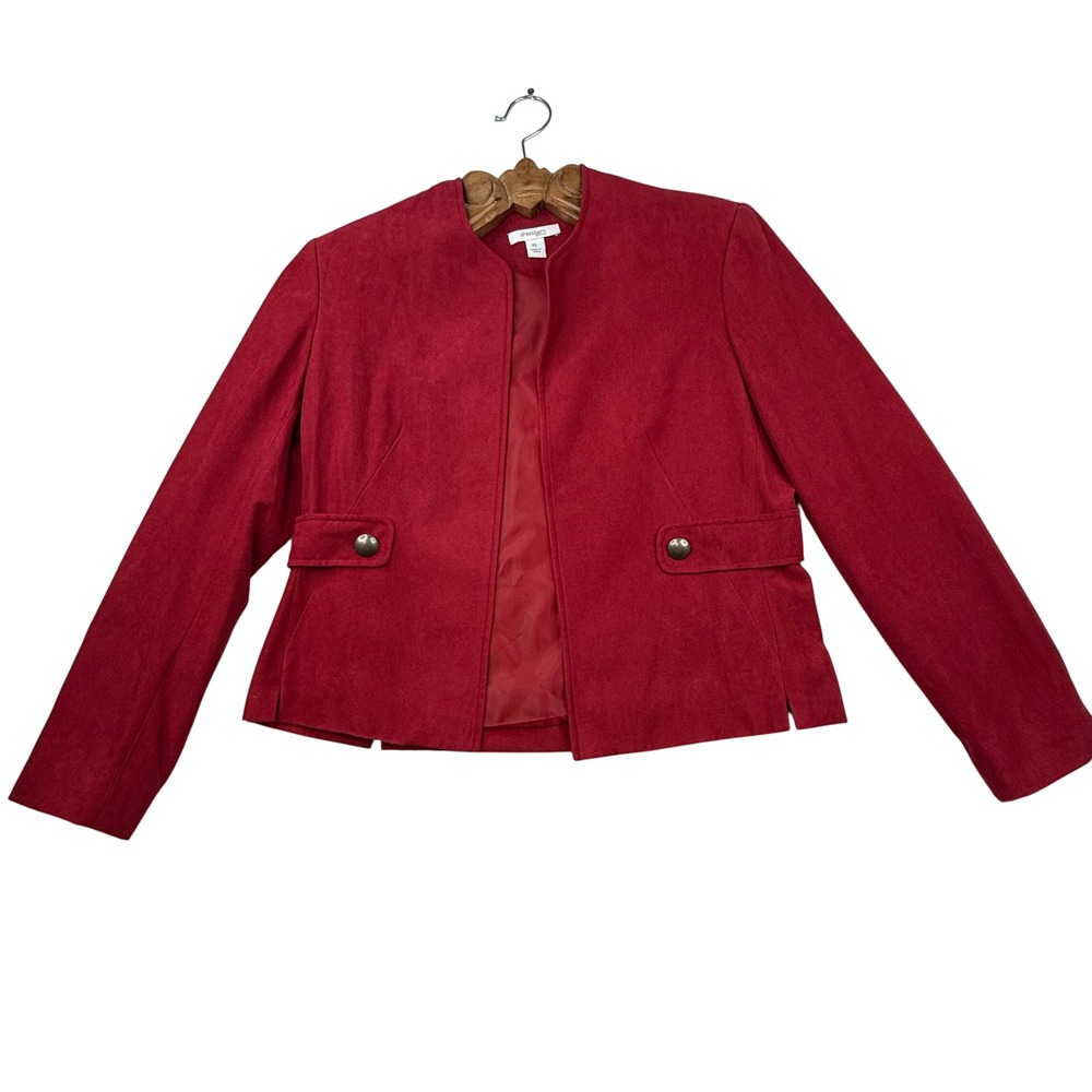 Dressbarn Petite Red Blazer Jacket Size Large PL office siren career.